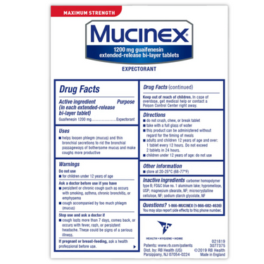Maximum Strength Mucinex Extended-Release Bi-Layer Tablets